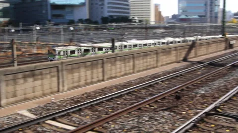 Trains on Tracks in Japan Stock Footage 52626743