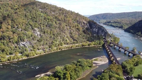 Trains Tracks by a Mountain Video stock 153279387