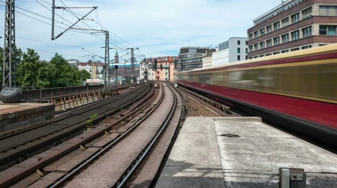 Trains traffic in Berlin, time lapse loop Stock Footage