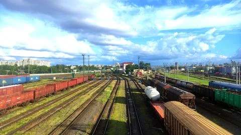 Trains under the clouds 写真素材