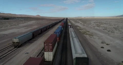 Trains waiting in the desert Video stock 286361261
