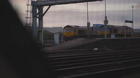 Trains in Yard Stock Footage