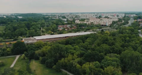 TrainStation Summer Green Suburb Stock Footage 159094399