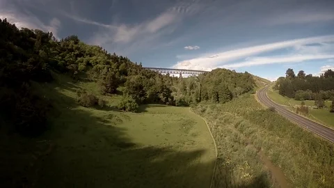 Traintracks - New Zealand - Aerial 5 (60fps) Stock Footage