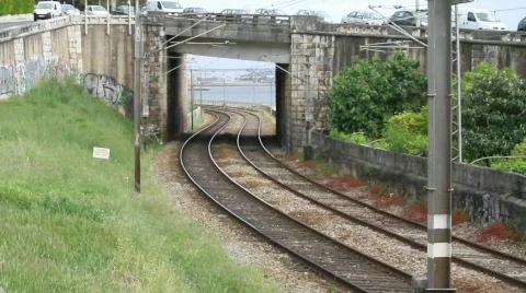 Train,Traffic and Bridge Stock Footage 753458