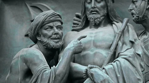 Traitor Judas points to Jesus Stock Footage 151627609