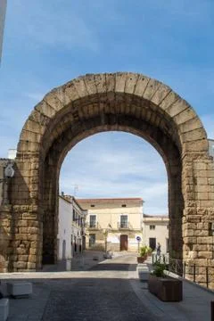 Trajan Archor or Arco de Trajano in Merida, Spain Stock Photos