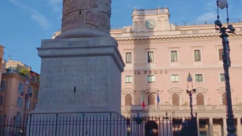 Trajan's Column and Historic Piazza Colonna in Central Rome Stock-Footage 338071237