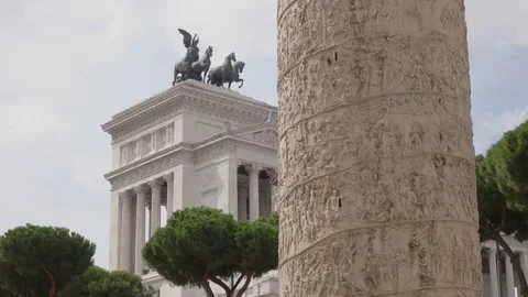 Trajans column in rome, italy Stock Footage 69086151