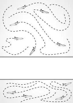 Trajectory of flight of three bees Stock Illustration