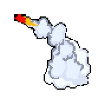 Trajectory rocket smoke trail pixel art vector illustration Stock Illustration