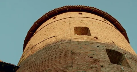 Trakai, Gothic castle, tower, long shot, tracking shot Stock Footage 115629635