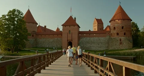 Trakai, gothic castle, Tracking shot Stock Footage 115631462