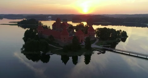 Trakai at sunrise Stock Footage 95065381