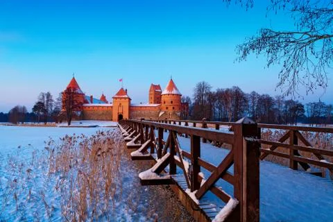Trakai in winter, Lithuania. Stock Photos