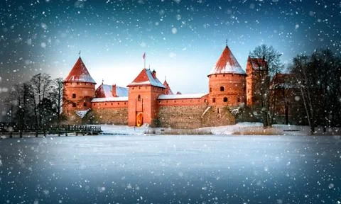Trakai in winter, Lithuania. Stock Photos
