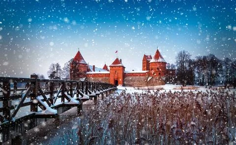 Trakai in winter, Lithuania. Stock Photos