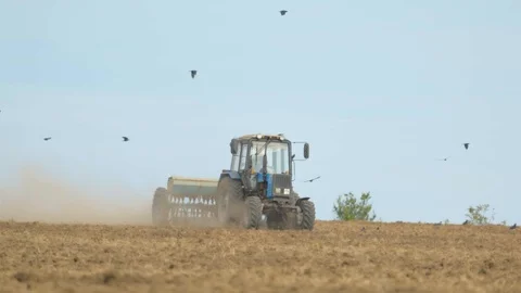 Trakror work in field Stock Footage 122281849