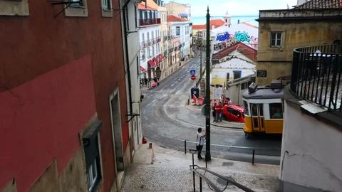 Tram 28 Lisbon Stock Footage