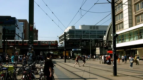 Tram at Alexanderplatz in Berlin Stock Footage 72000458