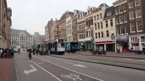 Tram in Amsterdam, Netherlands Stock Footage 24868366