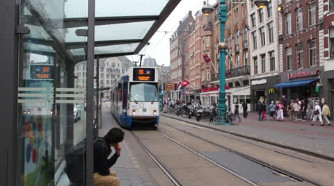 Tram in Amsterdam, Netherlands Stock Footage 24868372
