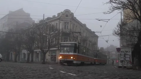 Tram approaching and passing Stock Footage 40310770