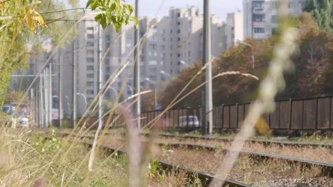 The tram is approaching Video stock 76943718