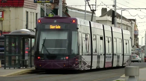 Tram Blackpool holiday resort Stock Footage 46375168