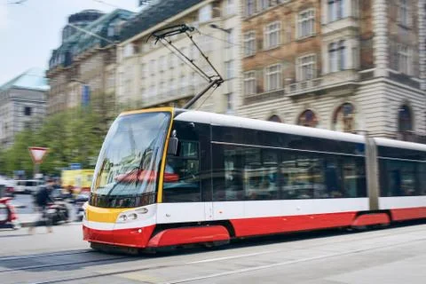 Tram in blurred motion Stock Photos