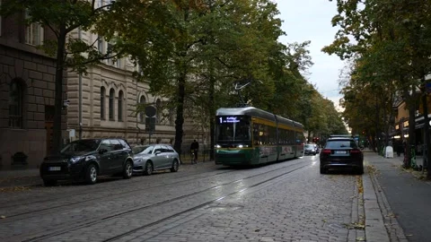 Tram in the center of Helsinki Stock Footage 217982151