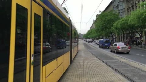 A tram in the city of Budapest Stock Footage 311514234