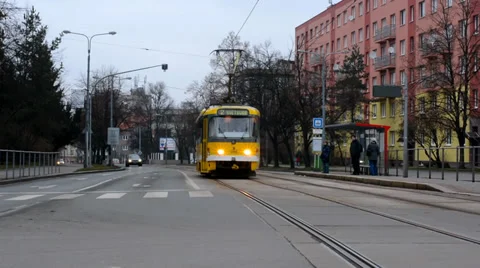 Tram in the city Stock Footage 36237264
