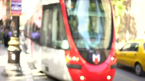 Tram in the city Stock Footage 230083032