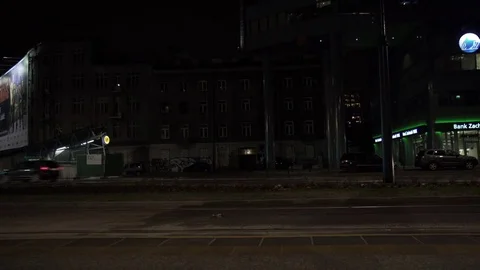 Tram in the city, night Video stock 72256334