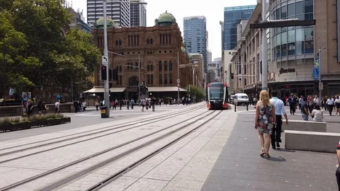 Tram in the city of Sydney Video stock 126077149