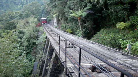 Tram climbing up a hill Stock Footage 35687550