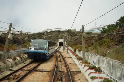 Tram coming down a hill Stock Photos