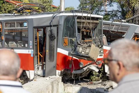 Tram Crash In Sofia, Bulgaria Stock Photos