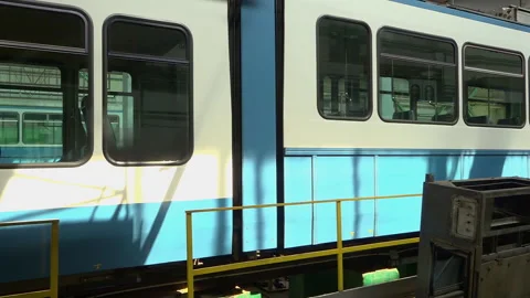Tram Depot: A Second Life for Old Swiss Trams. Stock Footage 342063543