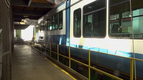 Tram Depot: A Second Life for Old Swiss Trams. Stock Footage 342063544