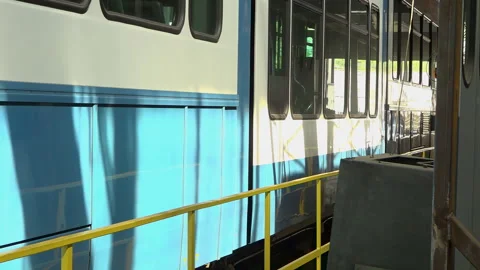 Tram Depot: A Second Life for Old Swiss Trams. Stock Footage 342063555