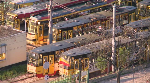 Tram depot, tramway station, train station Stock Footage 35291083