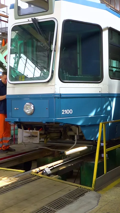 Tram Depot - Vertical Video Stock Footage 342111421