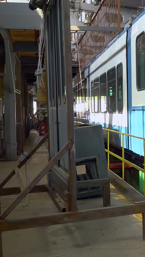 Tram Depot - Vertical Video Stock Footage 342111429