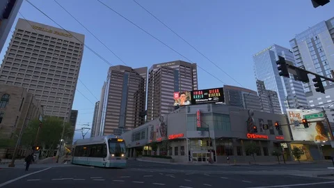 Tram in Downtown Phoenix Stock Footage 87138867