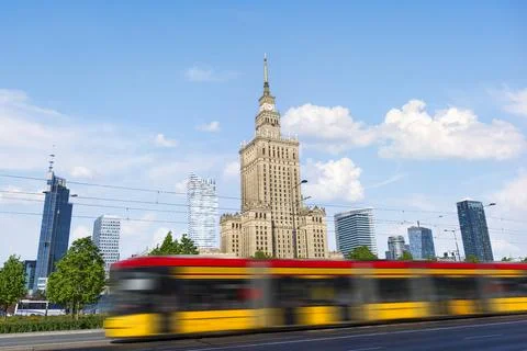 Tram in downtown Stock Photos