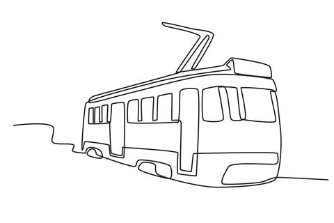 A tram driving side view Ilustración de archivo