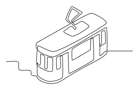 A tram driving up the top view Ilustração Stock