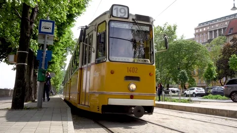 Tram driving toward camera in Budapest Hungary Stock Footage 78578652